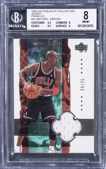 2003-04 UD "Exquisite Collection" Jersey Parallel #3-J Michael Jordan Game-Used Jersey Card (#24/25) - BGS NM-MT 8
